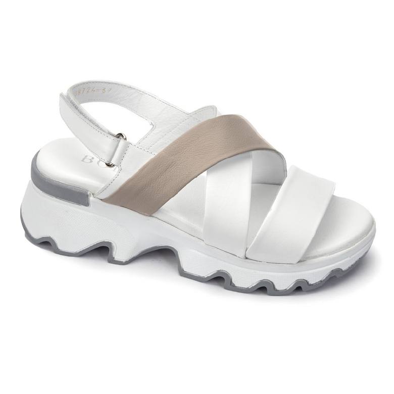 Сандалии жен. 108724-multiwhite кожа-кожа белый-бежевый